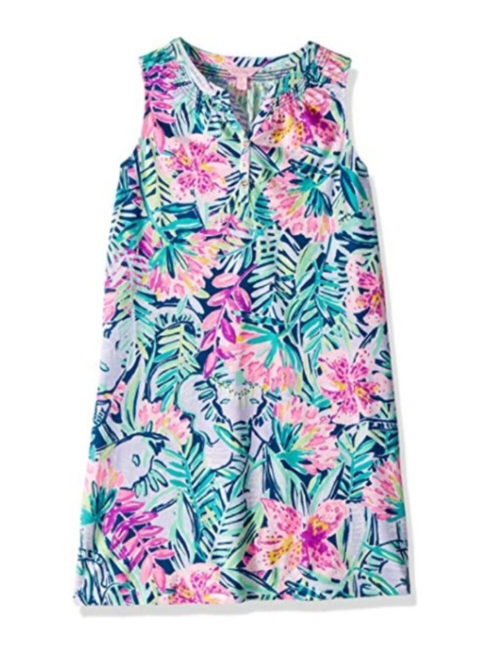 LILLY PULITZER Girls Mini Essie Dress Slathouse Soiree Tropical Floral Large L